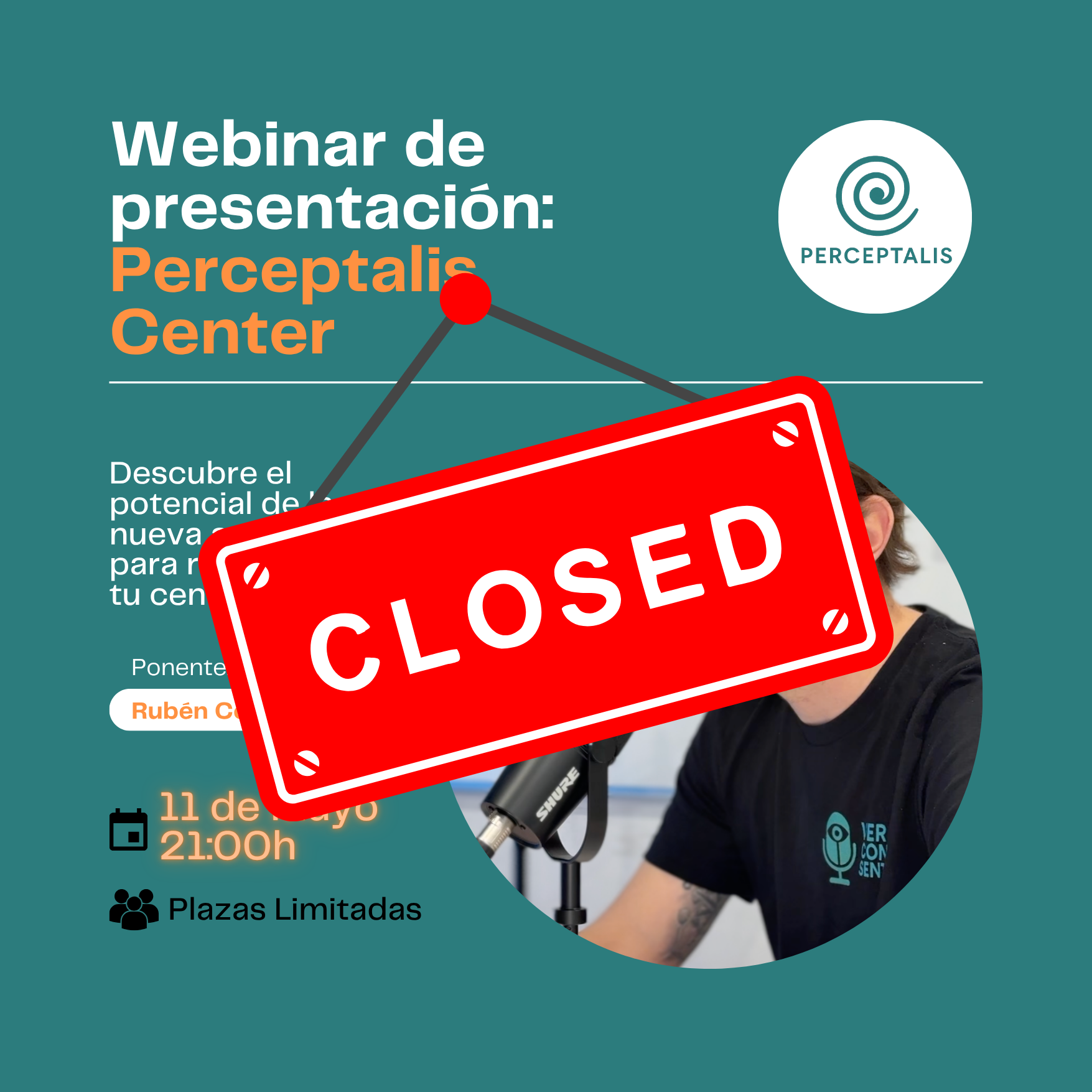 Cartel Webinar Descubre Perceptalis · 11 mayo 2026
